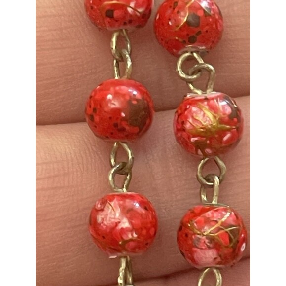 Vintage Red Bead Rosary Crucifix Pope Benedict XVI Silver Tone Catholic Prayer - Picture 7 of 11